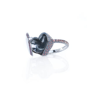 Hidden Secret Heart Locket Ring, Sterling Silver  & Sapphires by Ewa Z. Sleziona Jewellery