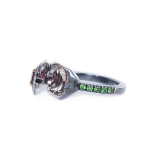 Rhodolite & Tsavorite Opening Ring by Ewa Z. Sleziona from Hidden Secret Collection