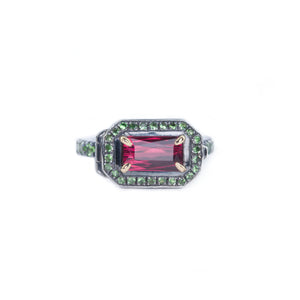 Rhodolite & Tsavorite Opening Ring by Ewa Z. Sleziona from Hidden Secret Collection