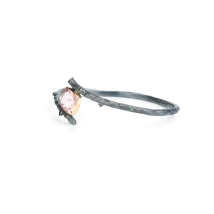 18K gold, sterling silver bracelet with morganite, tsavorites by Ewa Z. Sleziona