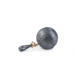 18K Gold, sterling silver orb locket with diamond by Ewa Z. Sleziona by 