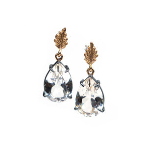 One-of-a-kind 18K gold earrings with blackened silver and white topaz by Ewa Z. Sleziona